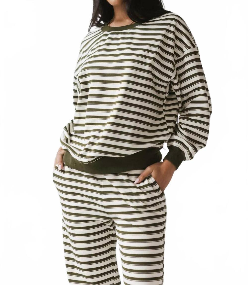 NEW LE LIS sunday stripe sweatshirt in green
